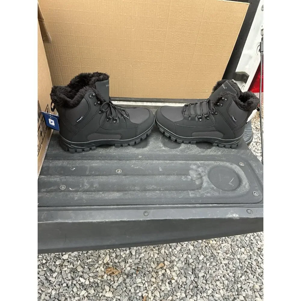 FittingTon Black Fur Lined Winter Boots Men's US 13W